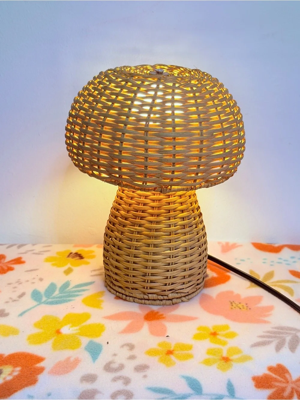 Natural Woven Rattan Mushroom Lantern Table Lamp - Natural